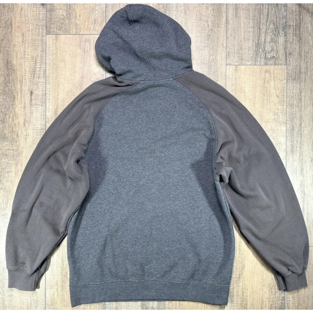 Vintage 00s Y2K Nike Spellout Center Swoosh Gray Brown Hooded Sweatshirt Large